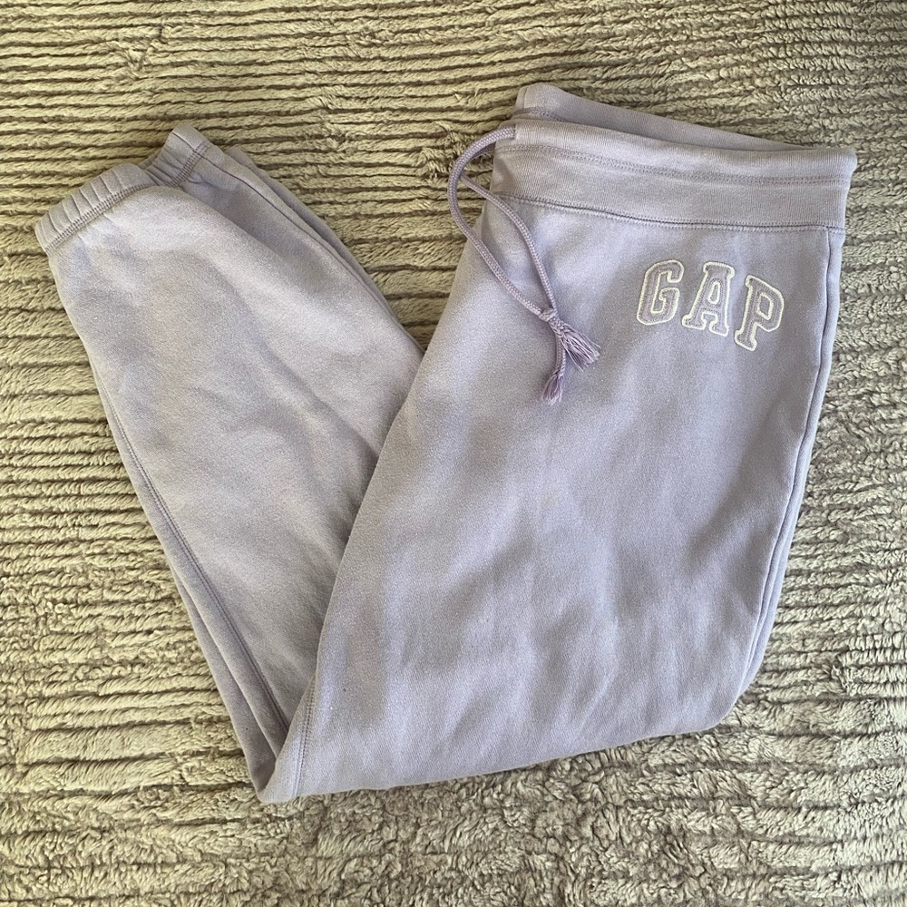 GAP Lilac and White Embroidered Drawstring Sweatpants Size L Y2K Vintage look